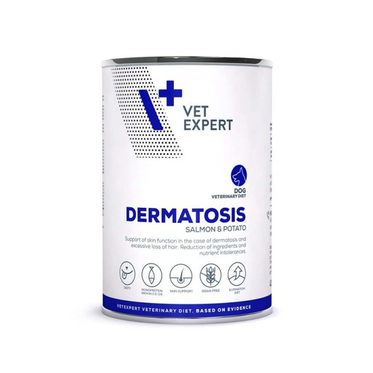 4T Veterinary Diet Dermatosis Dog Somon si Cartofi, 400 g