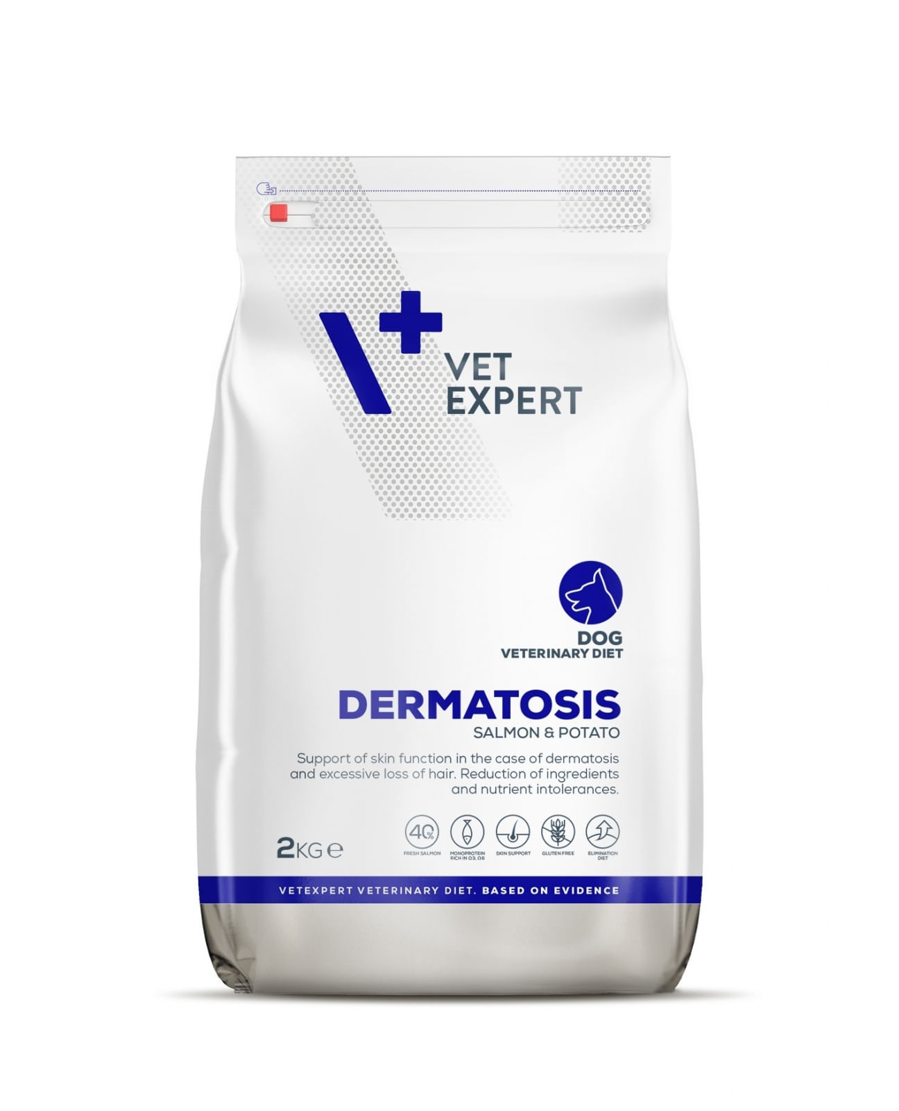 4T Veterinary Diet Dog Dermatosis Somon si Cartofi, 2 Kg