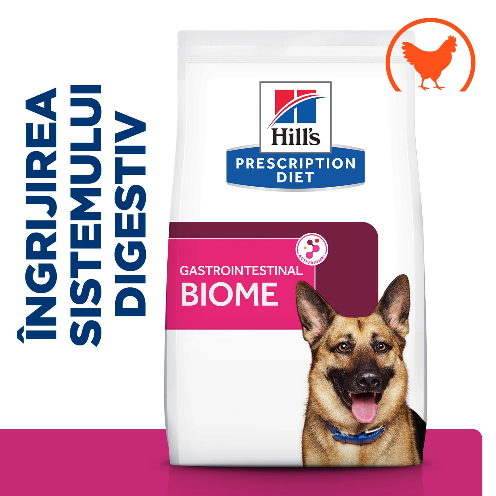 HILL'S Prescription Diet Gastrointestinal Biome, Pui, dietă veterinară câini, hrană uscată, afecțiuni digestive HILL'S Prescription Diet Gastrointestinal Biome, Pui, dietă veterinară câini, hrană uscată, sistem digestiv, 10kg