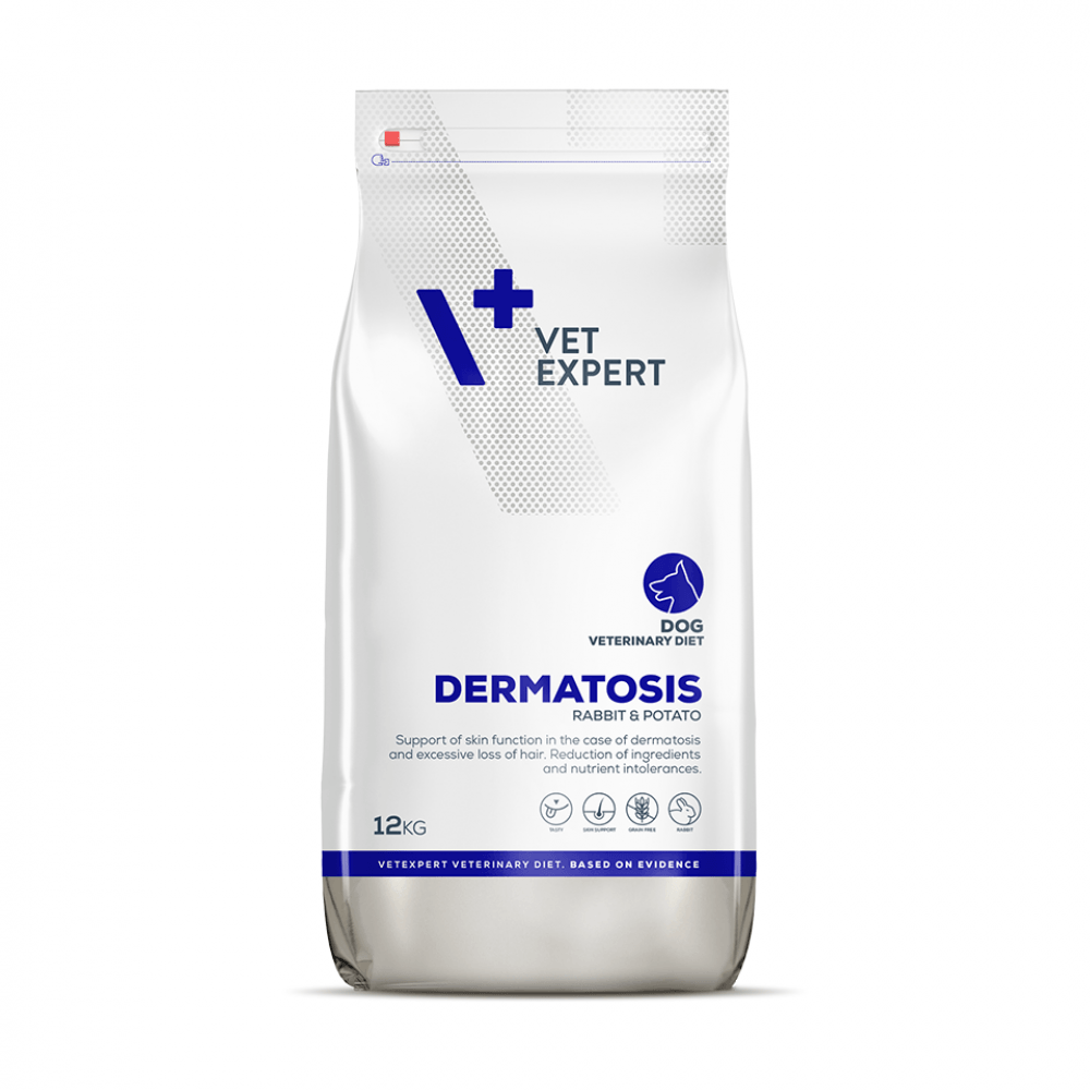 4T Veterinary Diet Dermatosis Dog Iepure si Cartofi, 12 Kg