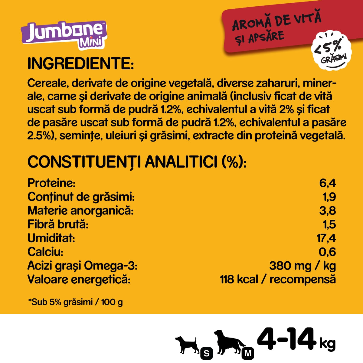 PEDIGREE Jumbone Mini, recompense câini, Vită și Pasăre, batoane, 4 buc, 160g