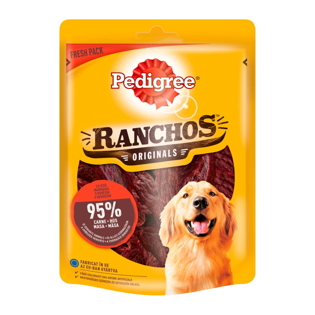 PEDIGREE Ranchos, recompense câini, fâșii uscate, Vită, 70g