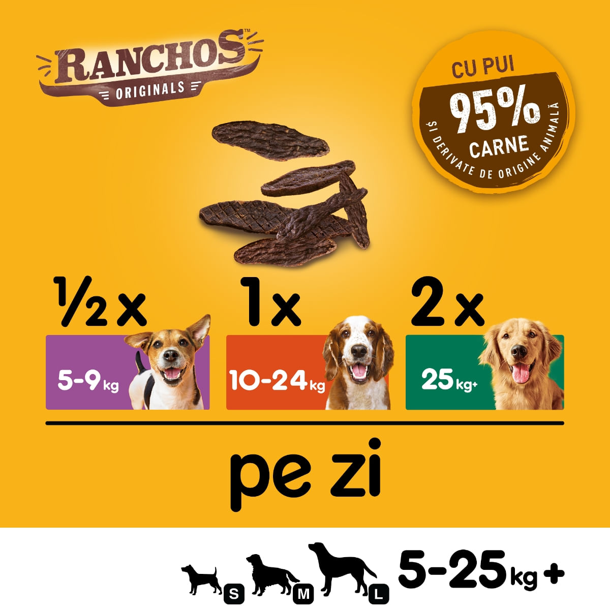 PEDIGREE Ranchos, recompense câini, fâșii uscate, Pui, 70g - 1 | YEO