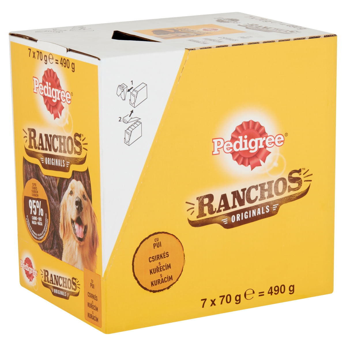 PEDIGREE Ranchos, recompense câini, fâșii uscate, Pui, 70g - 2 | YEO