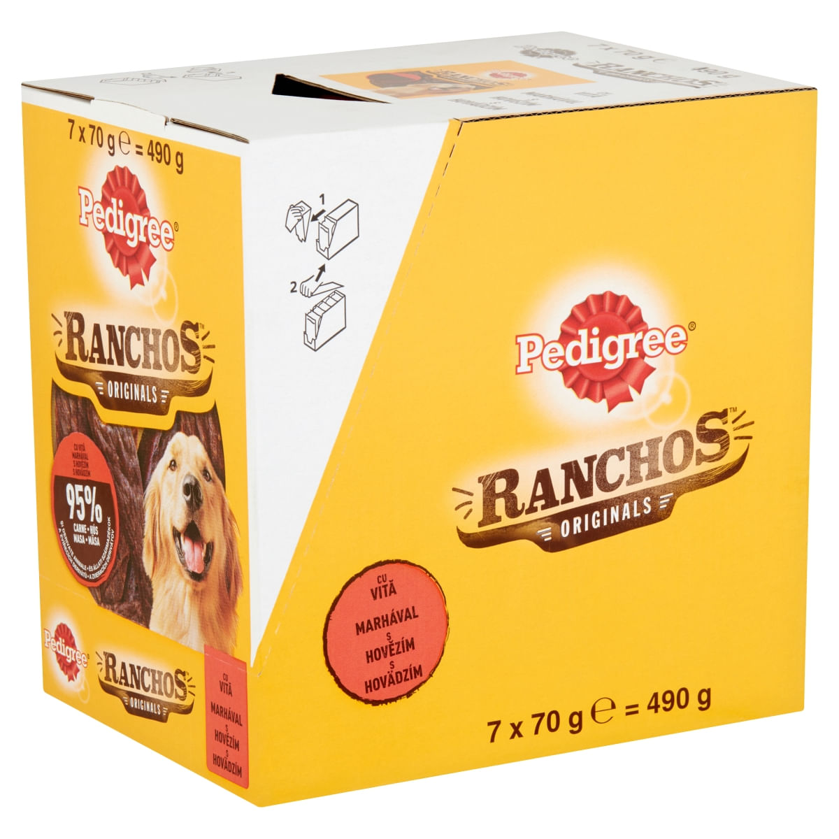 PEDIGREE Ranchos, recompense câini, fâșii uscate, Vită, 70g