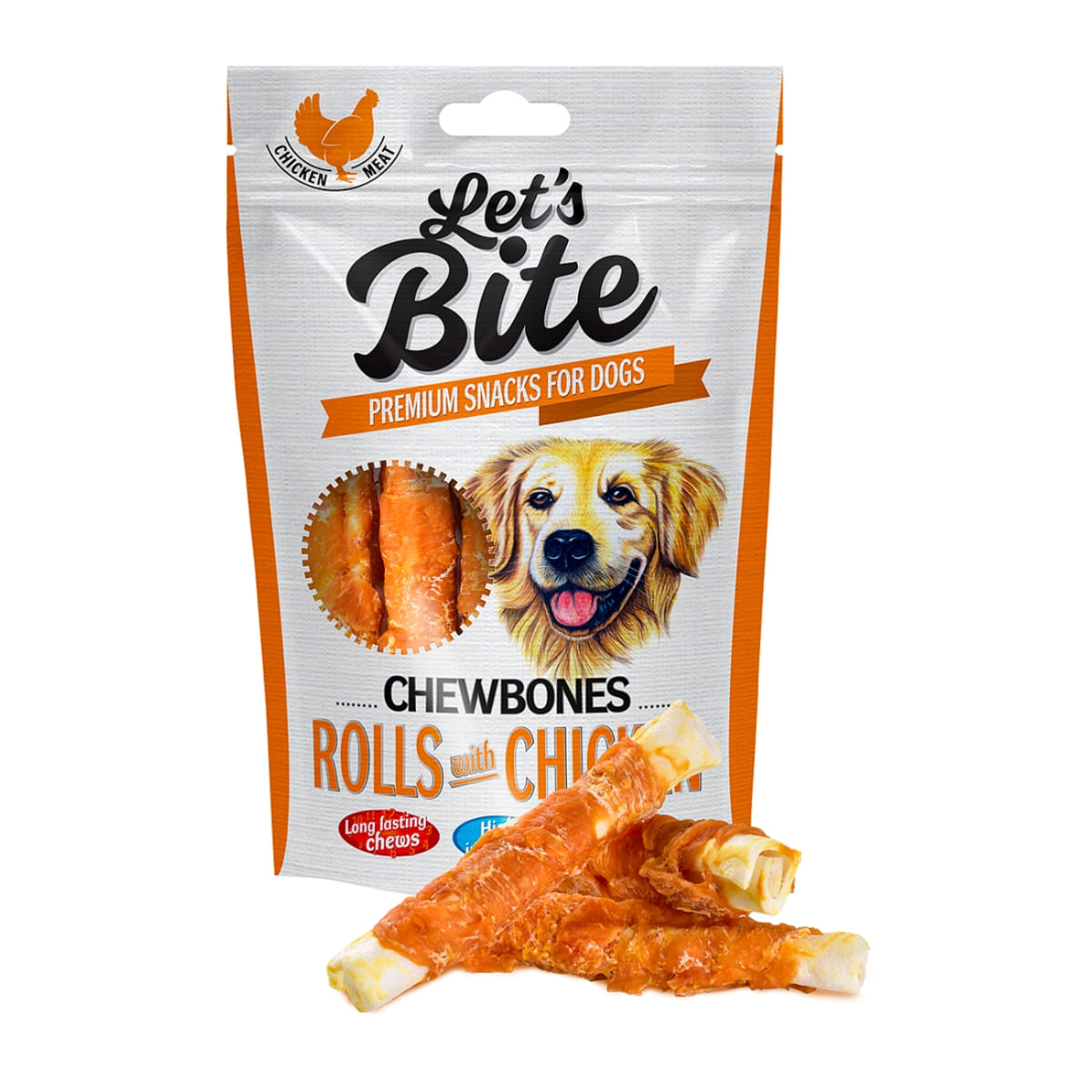 BRIT Let\'s Bite Chewbones Rolls with Chicken, Pui, recompense fără cereale câini, oase cu carne, 110g