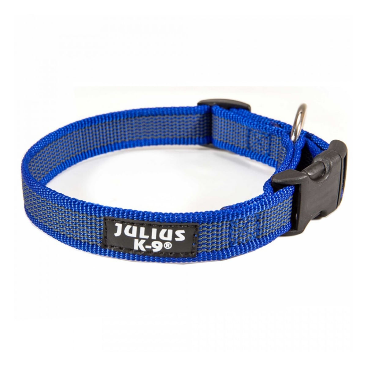 JULIUS-K9 Color & Gray, zgardă ajustabilă cu mâner câini, nylon, 20mm x 27-42cm, albastru cu gri - 1 | YEO