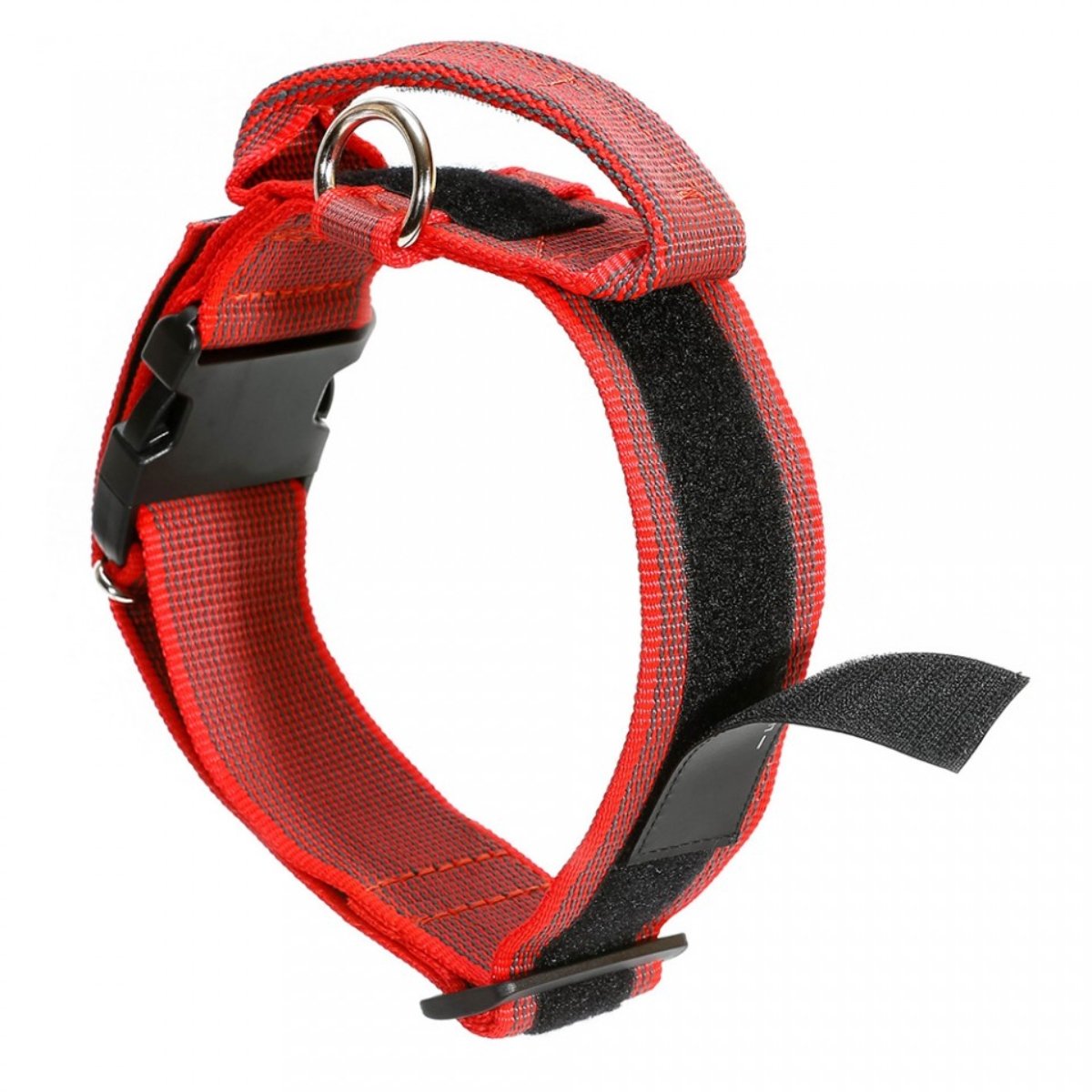 JULIUS-K9 Color & Gray, zgardă ajustabilă cu mâner câini, nylon, 40mm x 38-53cm, roșu cu gri - 3 | YEO