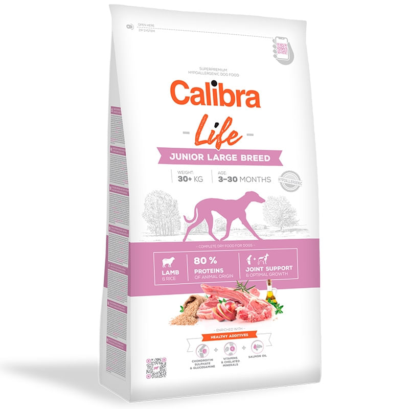 Calibra Dog Life Junior Large Breed cu Miel, 12 Kg