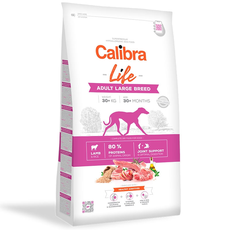 Calibra Dog Life Adult Large Breed cu Miel, 12 Kg