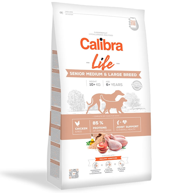 Calibra Dog Life Senior Medium & Large Breed cu Pui, 2.5 Kg