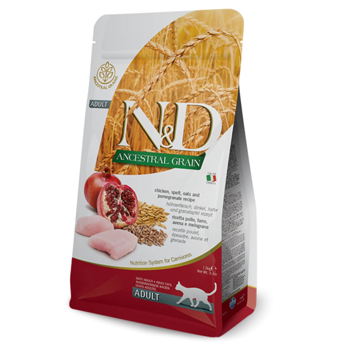 N&D Ancestral Grain, Pui și Rodie, hrană uscată conținut redus cereale pisici, 10kg - 1 | YEO