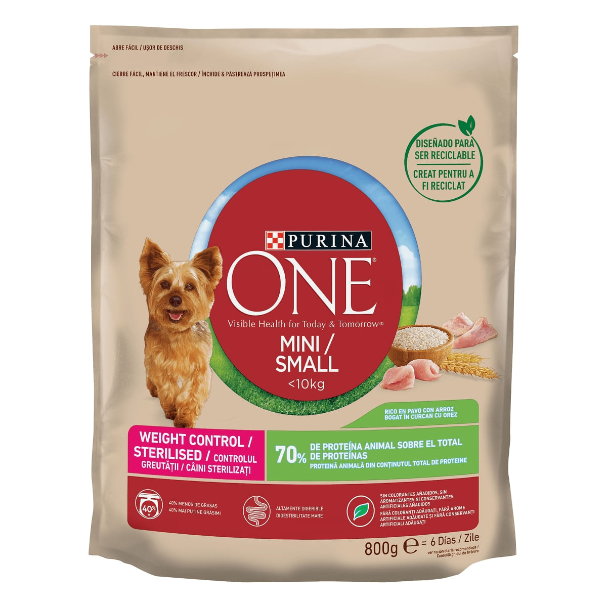 PURINA One Mini Controlul Greutății, Curcan cu Orez, hrană uscată câini, managementul greutății, 800g - 2 | YEO