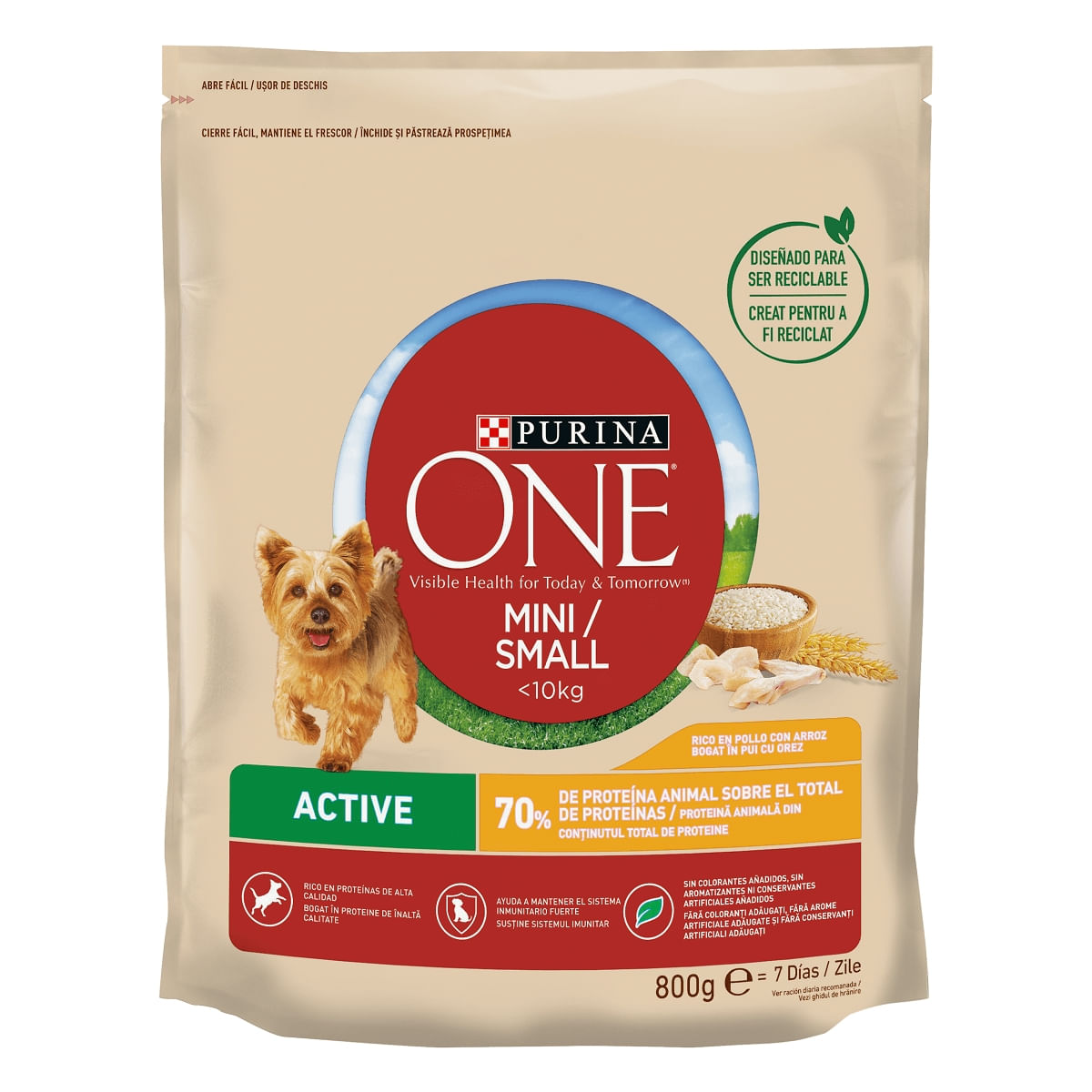 PURINA One Mini Active, Pui cu Orez, hrană uscată câini, activitate intensă, 800g - 3 | YEO