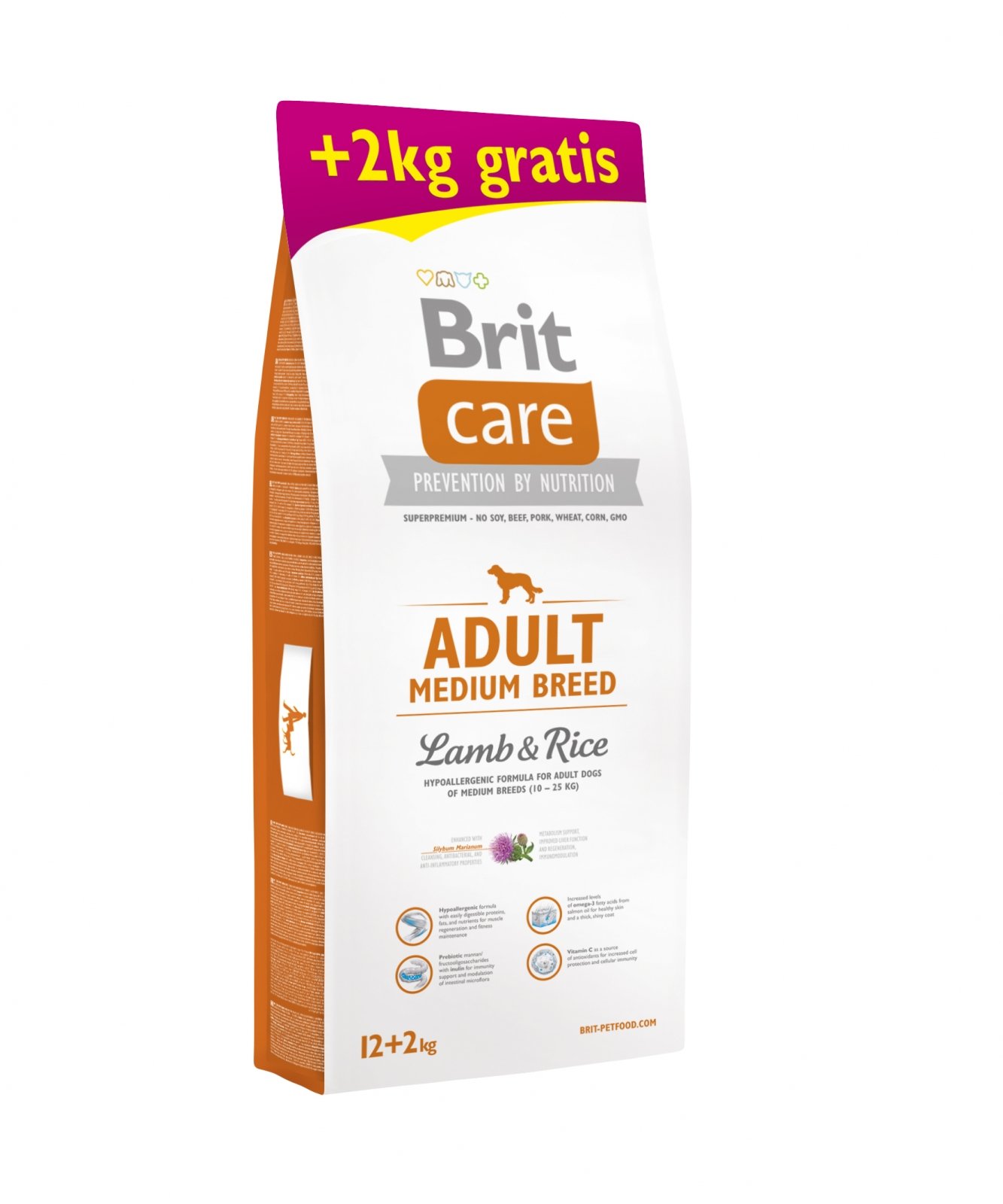 BRIT Care Adult Medium Breed, M, Miel cu Orez, hrană uscată câini, 12kg+2kg GRATUIT