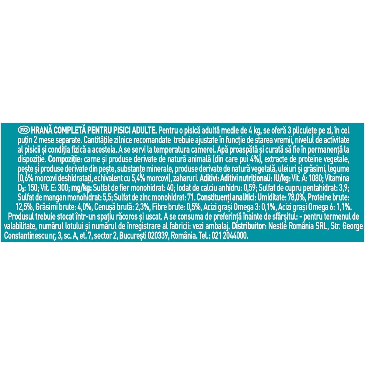 PURINA One Sensitive, Pui cu Morcov, hrană umedă pisici, sensibilități digestive, (în sos) PURINA One Sensitive, Pui cu Morcov, plic hrană umedă pisici, sensibilități digestive, (în sos), 85g - 1 | YEO