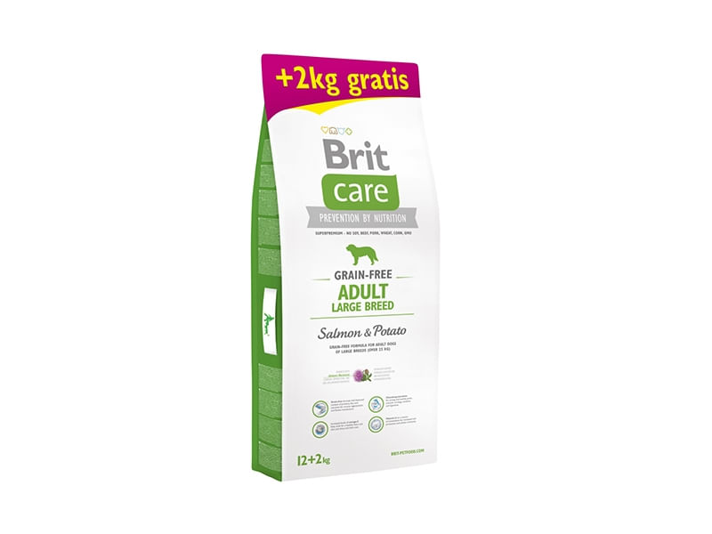 BRIT Care Adult Large Breed, L-XL, Somon cu Cartofi, hrană uscată fără cereale câini, 12kg+2kg GRATUIT