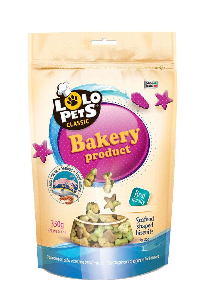 Lolo Pets Caine Biscuiti cu Fructe de Mare, 350 g