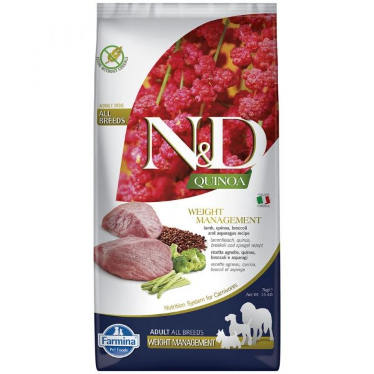 N&D Quinoa Controlul Greutatii, Miel, XS-XL, hrană uscată fără cereale câini, obezitate, 7kg - 1 | YEO