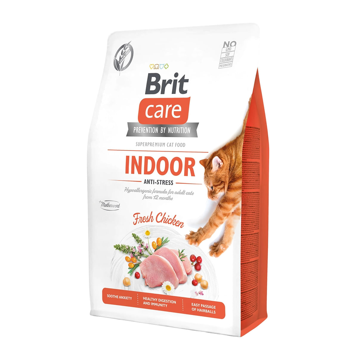 BRIT Care Indoor Anti-Stress, Pui, hrană uscată fără cereale pisici, antistres, 400g - 1 | YEO