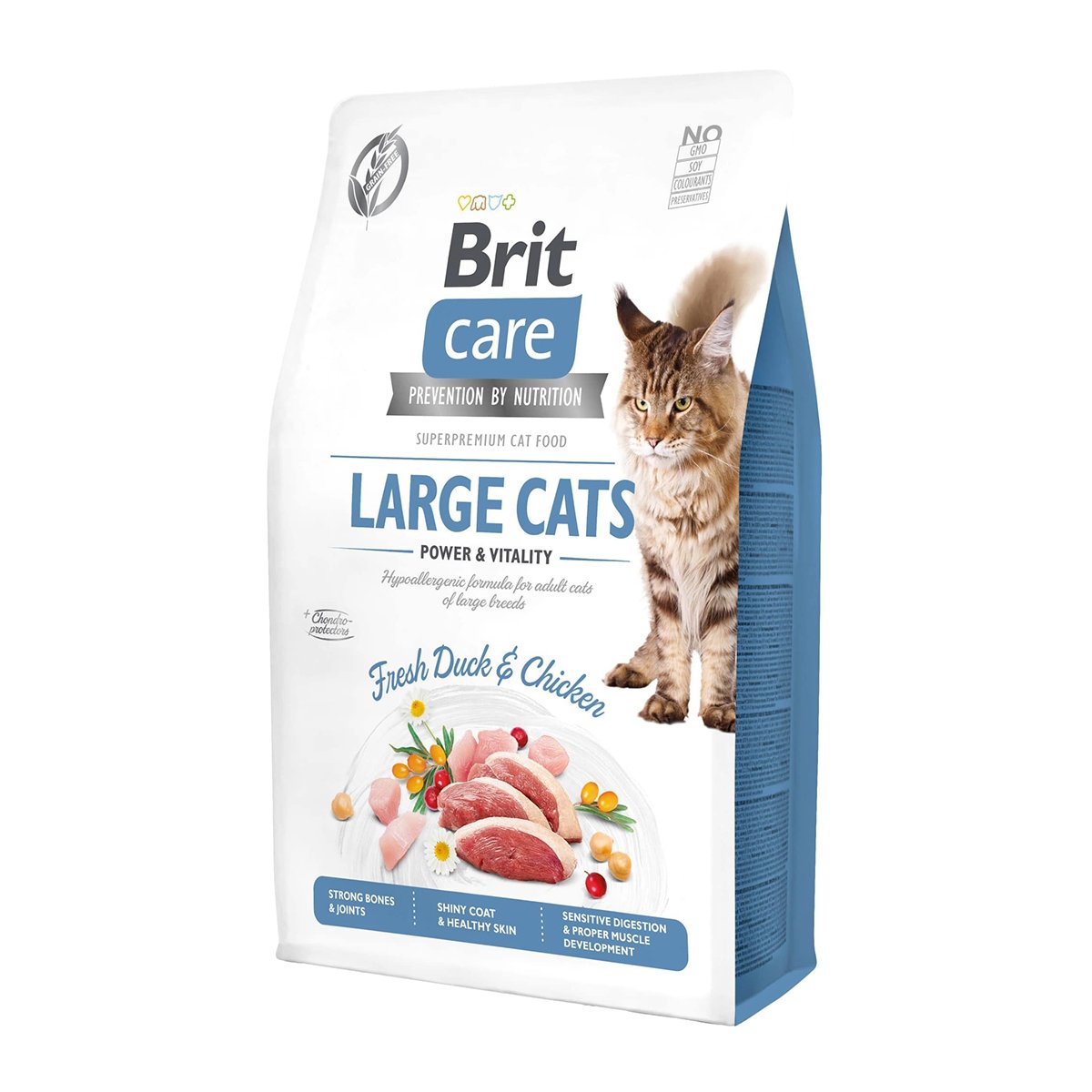 BRIT Care Large Cats Power & Vitality L-XL, Rață și Pui, hrană uscată fără cereale pisici, 2kg