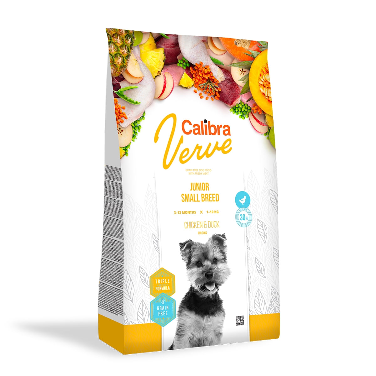 CALIBRA Verve GF Junior S, Pui și Rață, hrană uscată fără cereale câini junior, 1.2kg - 1 | YEO