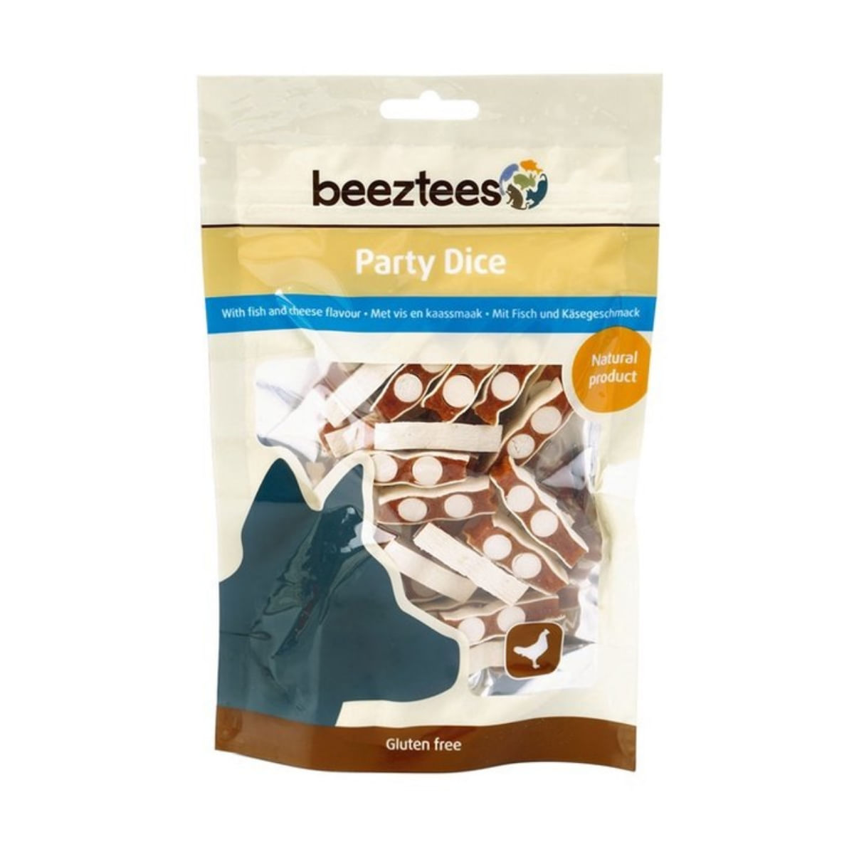 BEEZTEES Party Dice, recompense câini, cu Pui, 100g