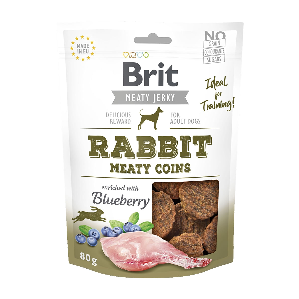 BRIT Jerky Rabbit Meaty Coins, recompense câini, Rondele carne Iepure, 80g