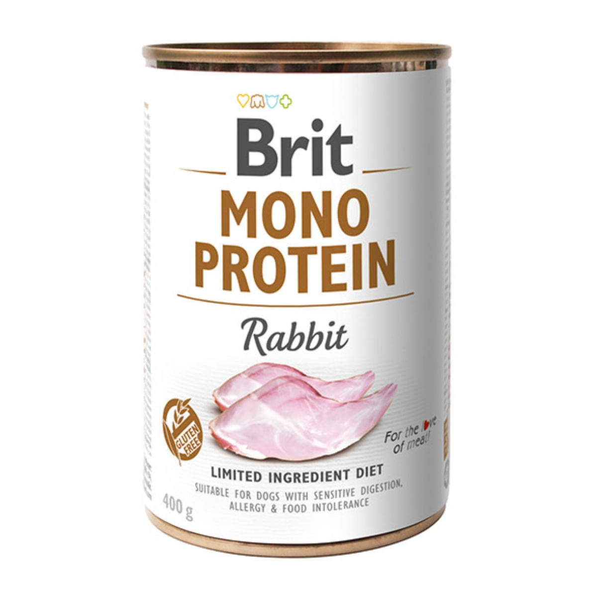 BRIT Mono Protein, Iepure, conservă hrană umedă monoproteică fără cereale câini, (pate), 400g