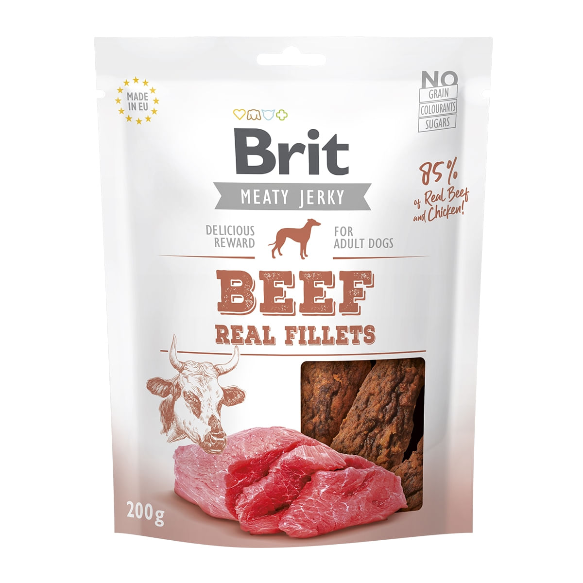 BRIT Jerky Beef Fillets, recompense câini, File deshidratat Vită, 200g - 1 | YEO