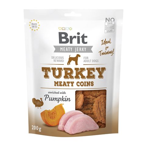 BRIT Jerky Turkey Meaty Coins, recompense câini, Rondele carne Curcan, 200 g