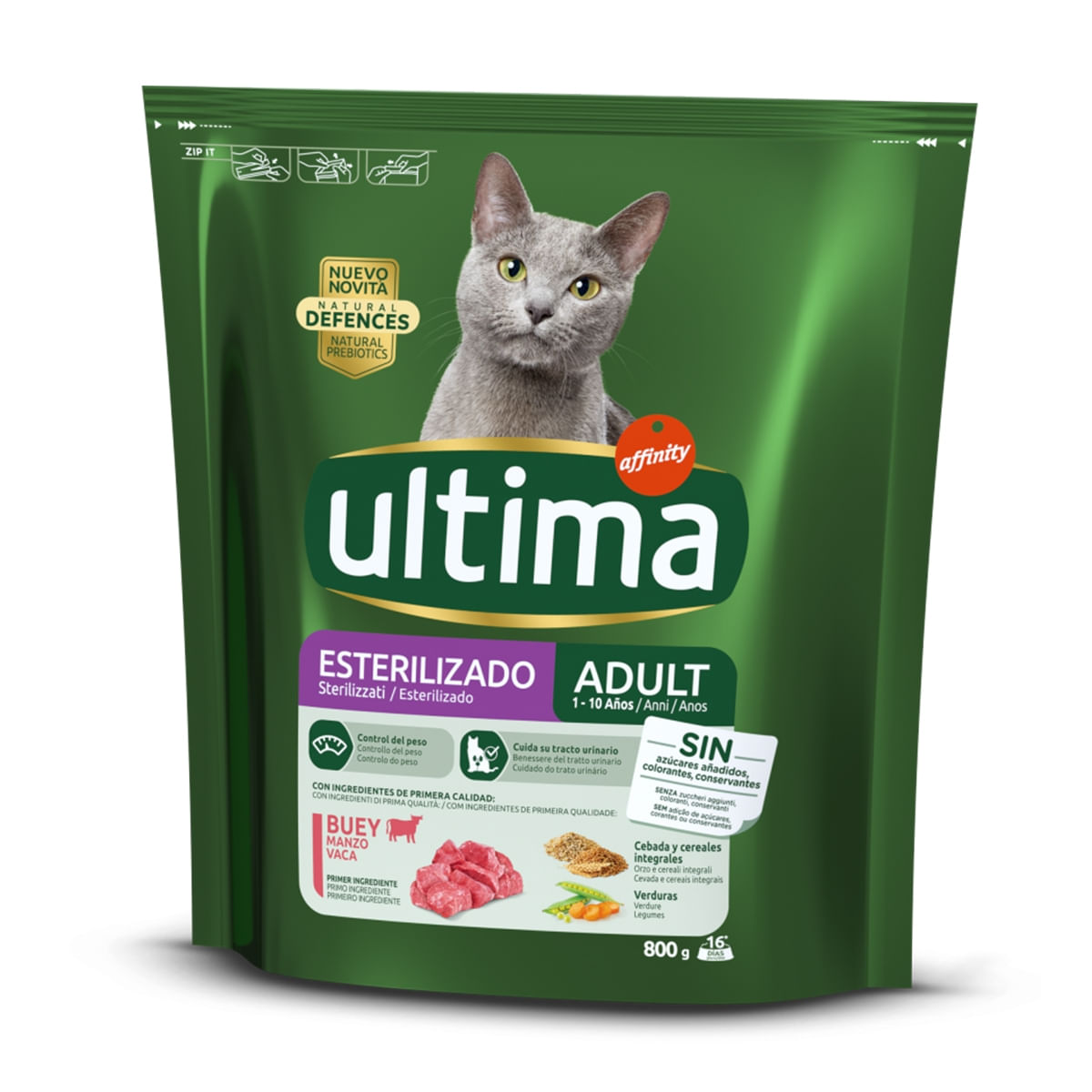 ULTIMA Cat Sterilised Adult, Vită, hrană uscată pisici sterilizate, 800g - 1 | YEO