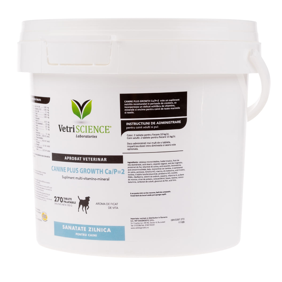 VETRI SCIENCE Canine Plus Growth Ca/P, suplimente creștere și vitalitate câini, 270tbl masticabile - 3 | YEO