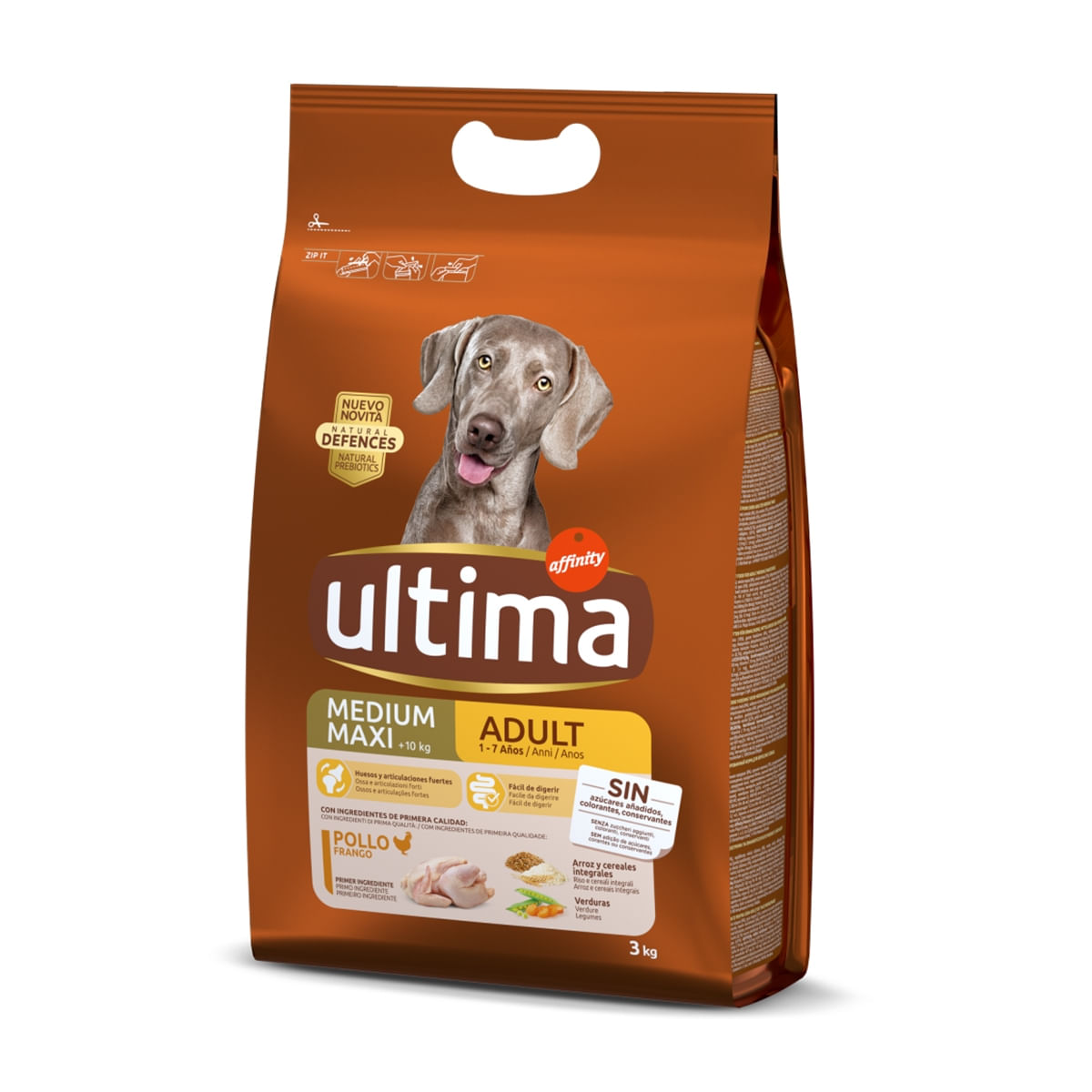 ULTIMA Dog Medium & Maxi Adult, Pui, hrană uscată câini, 3kg - 1 | YEO