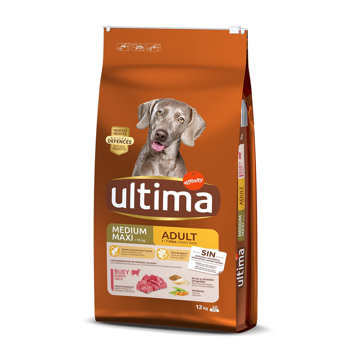 ULTIMA Dog Medium & Maxi Adult, Vită, hrană uscată câini, 12kg - 1 | YEO