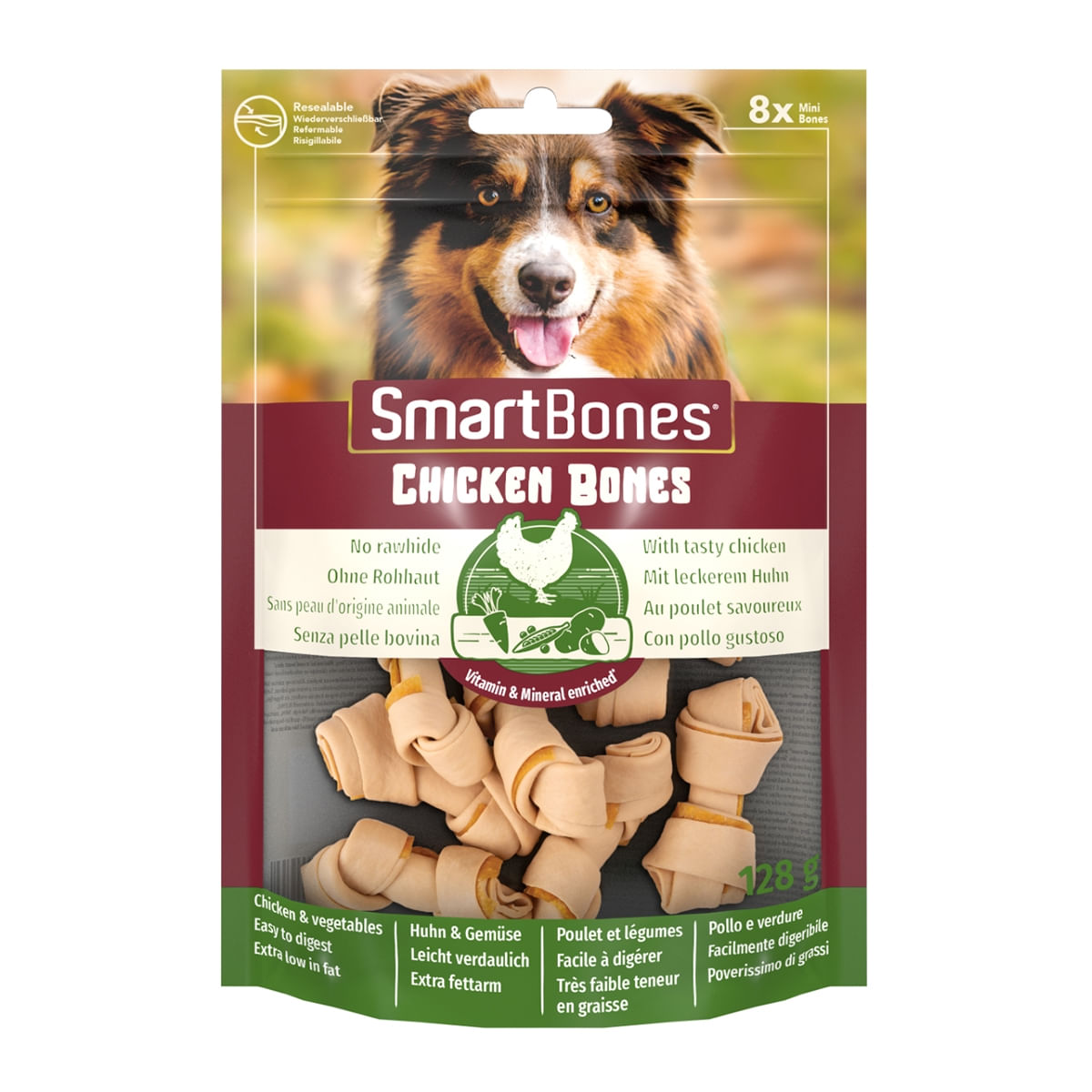 SMARTBONES Classics Chicken Bones Mini, recompense câini, Oase aromate Pui, 8buc - 1 | YEO