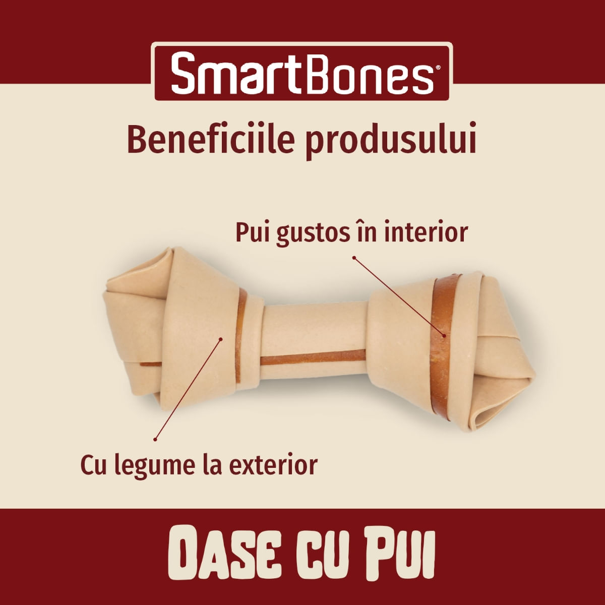 SMARTBONES Classics Chicken Bone Large, recompense câini, Os aromat Pui - 3 | YEO