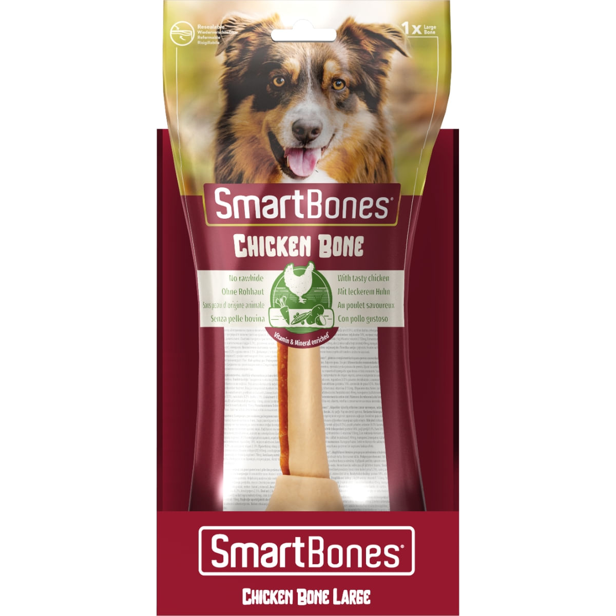 SMARTBONES Classics Chicken Bone Large, recompense câini, Os aromat Pui