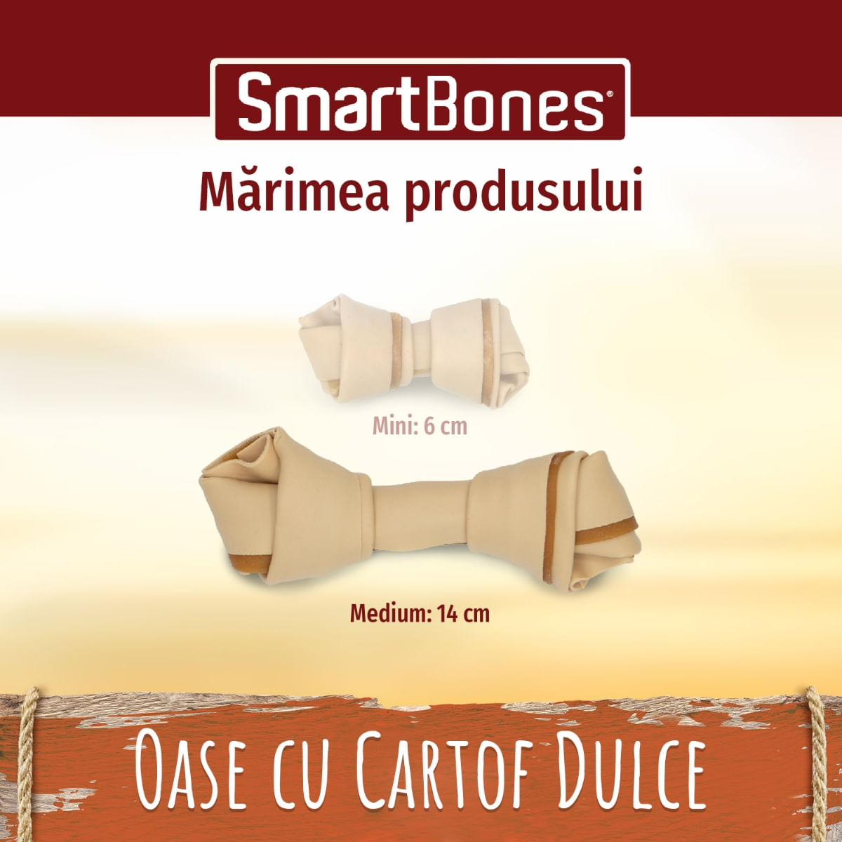 SMARTBONES Flavours Sweet Potato Bones Medium, recompense câini, Oase aromate Cartof Dulce, 2buc
