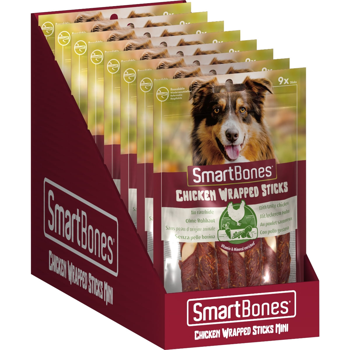 SMARTBONES Classics Chicken Warpped Sticks Mini, recompense câini, Batoane Pui, 9buc - 1 | YEO