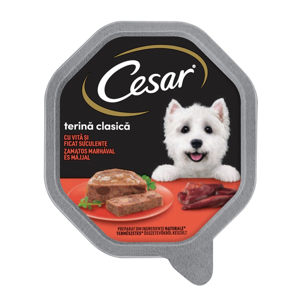 CESAR Terină clasică, Vită și Ficat, taviță hrană umedă câini, (pate), 150g - 2 | YEO