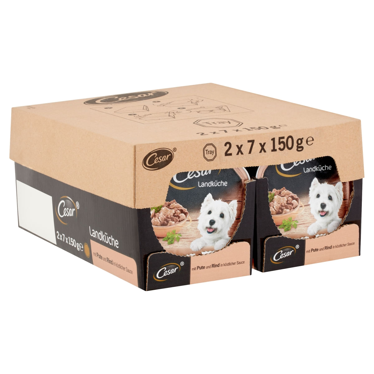 CESAR Tocăniță de țară, Curcan, Vită și Ierburi, taviță hrană umedă câini, (în suc propriu), 150g