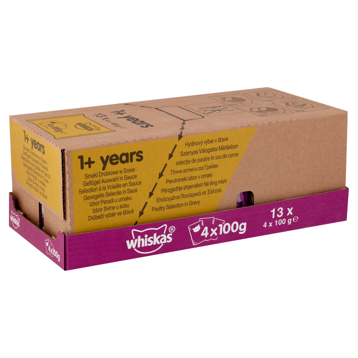 WHISKAS Selecții Pasăre, 4 arome, pachet mixt, plic hrană umedă pisici, (în sos), 100g x 4