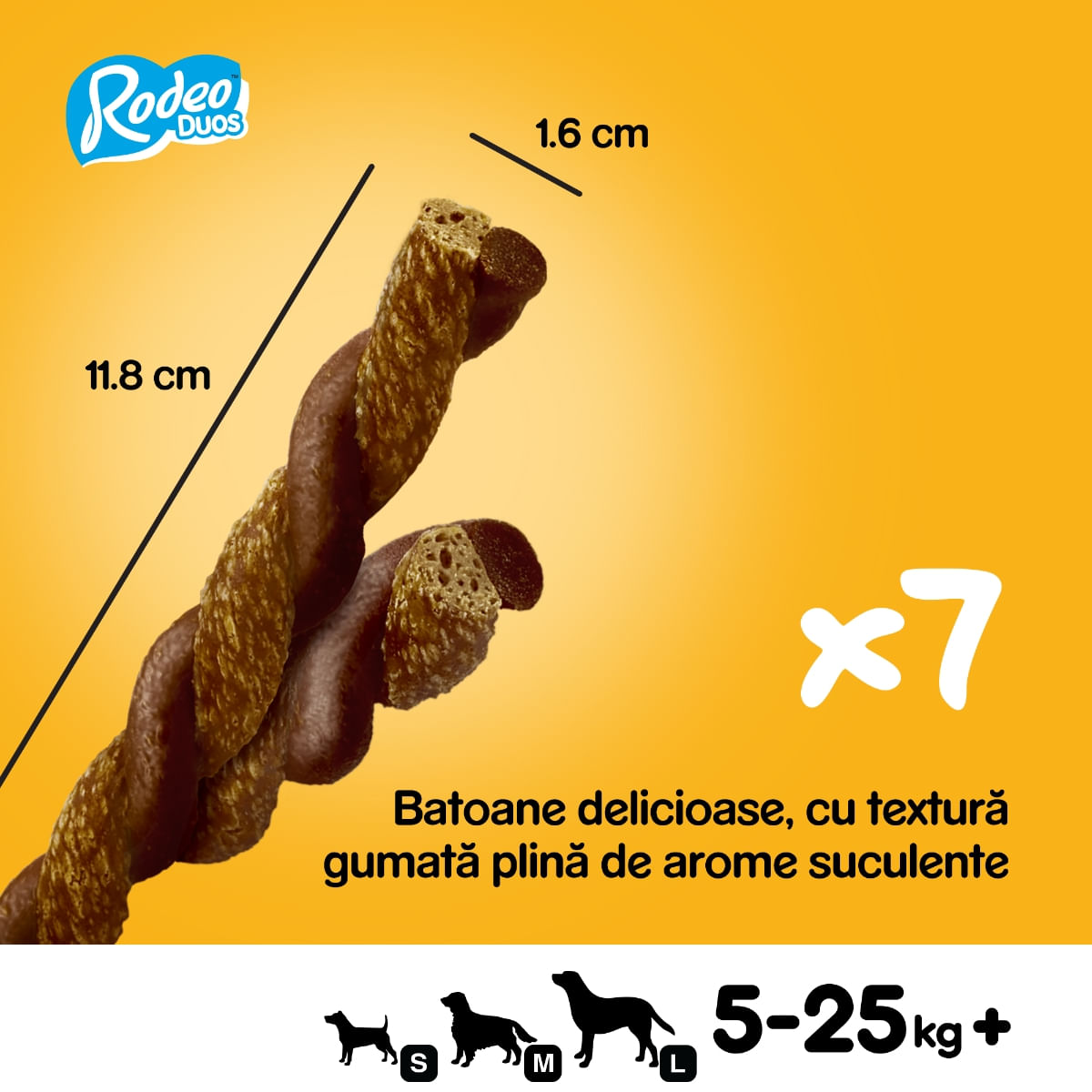 PEDIGREE Rodeo Duos, recompense câini, batoane, Vită și Brânză, 7buc