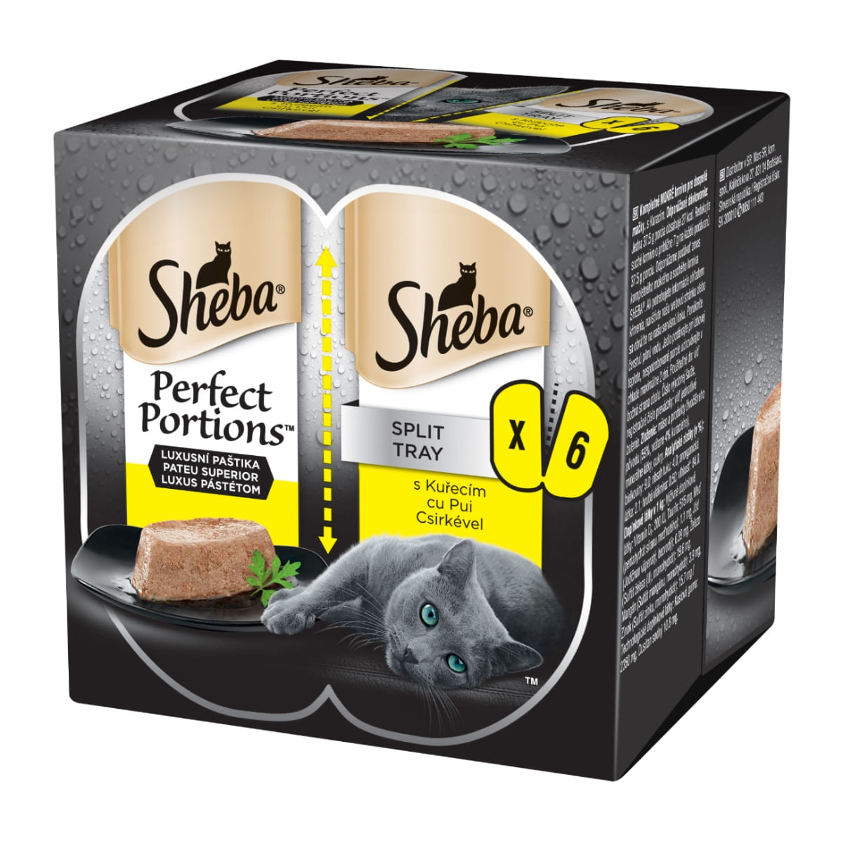 SHEBA Perfect Portions, Pui, tăviță hrană umedă pisici, (pate), multipack, 37.5g x 6buc