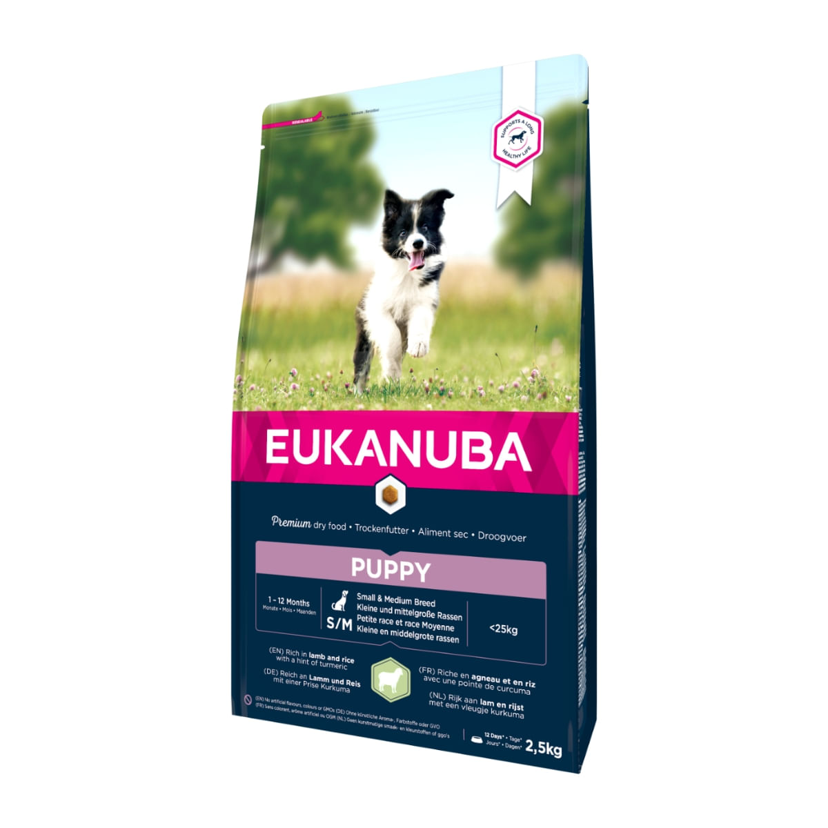 EUKANUBA Basic Puppy S-M, Miel și Orez, hrană uscată câini junior, 2.5kg