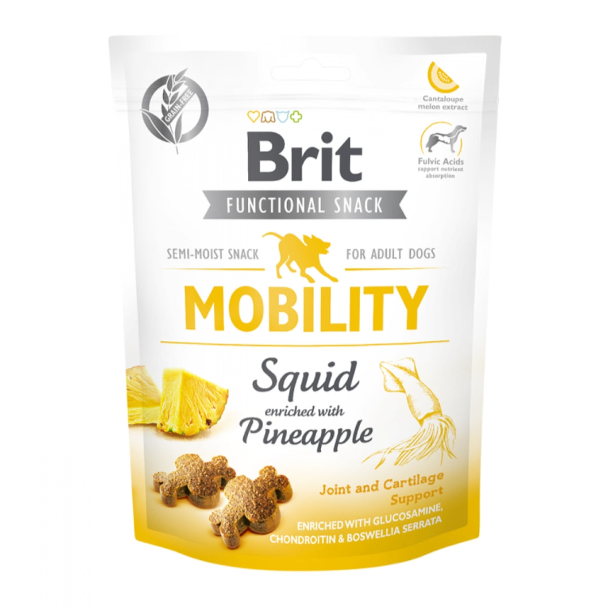 BRIT Care Functional Snack Mobility, Calamar cu Ananas, recompense funționale fără cereale câini, sensibilitati articulare, 150g - 1 | YEO