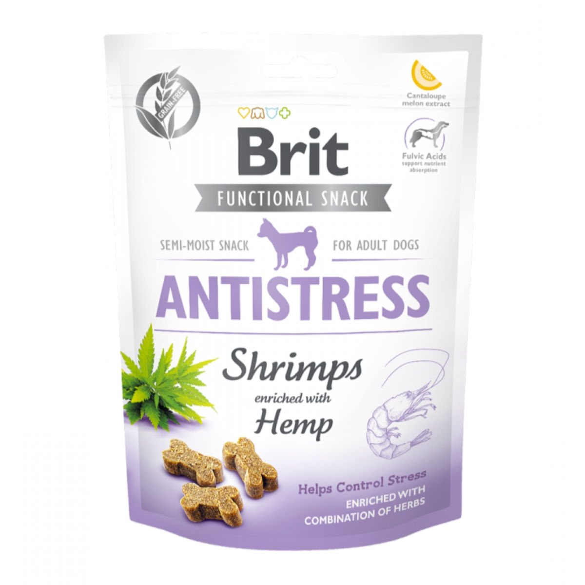 BRIT Care Functional Snack Antistress, Creveți cu Cânepă, recompense funționale fără cereale câini, antistres, 150g - 1 | YEO