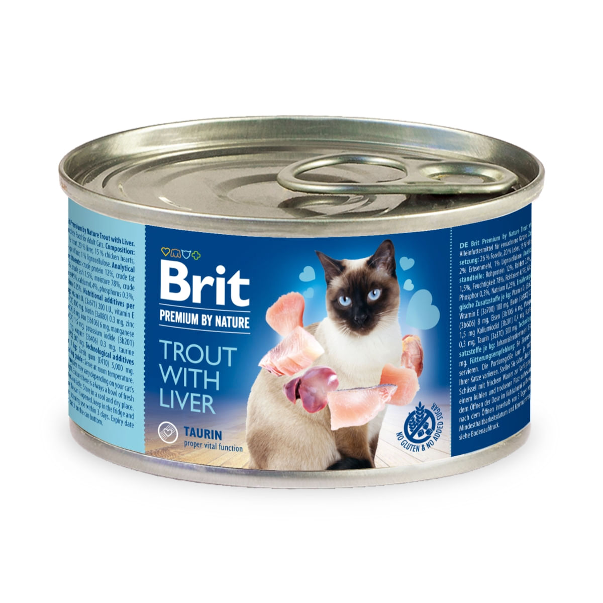 BRIT Premium By Nature, Păstrăv și Ficat, conservă hrană umedă fără cereale pisici, (pate), 200g - 1 | YEO