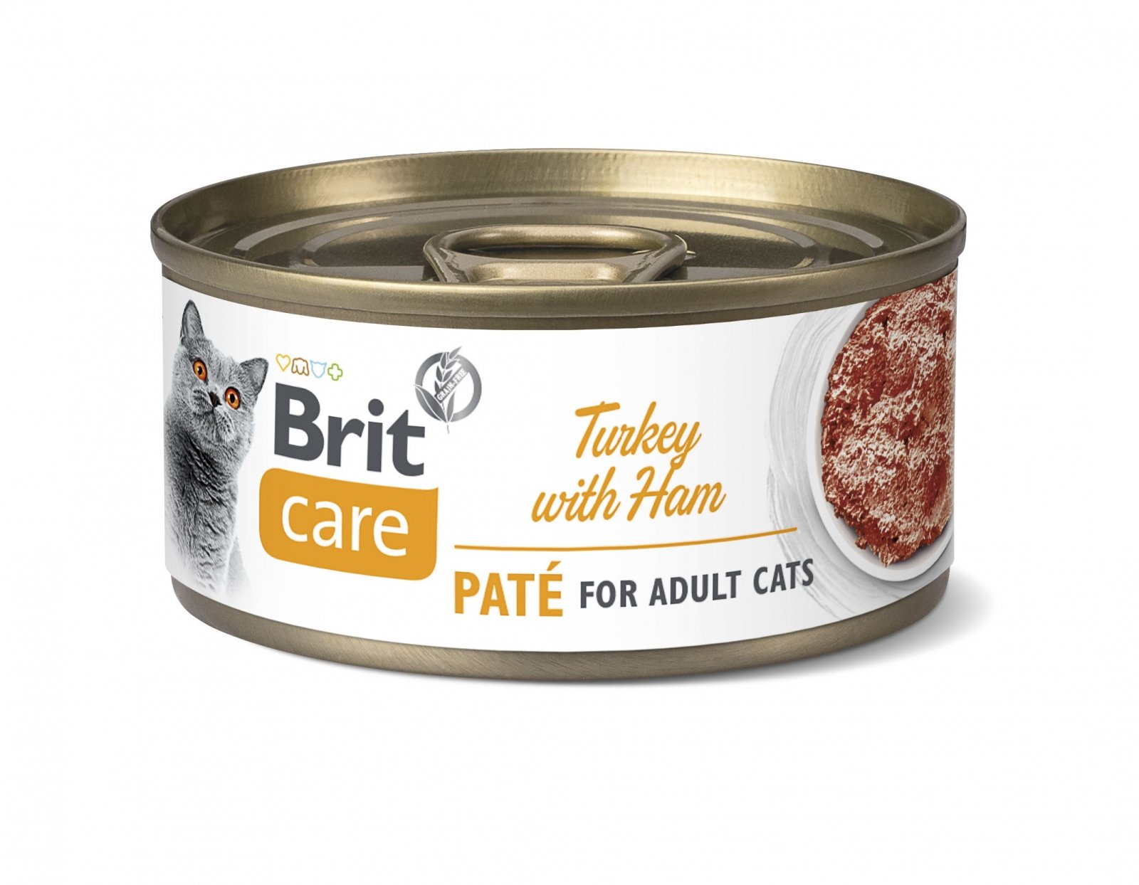 BRIT Care Pate, Curcan și Șuncă, conservă hrană umedă conținut redus cereale pisici, (pate), 70g